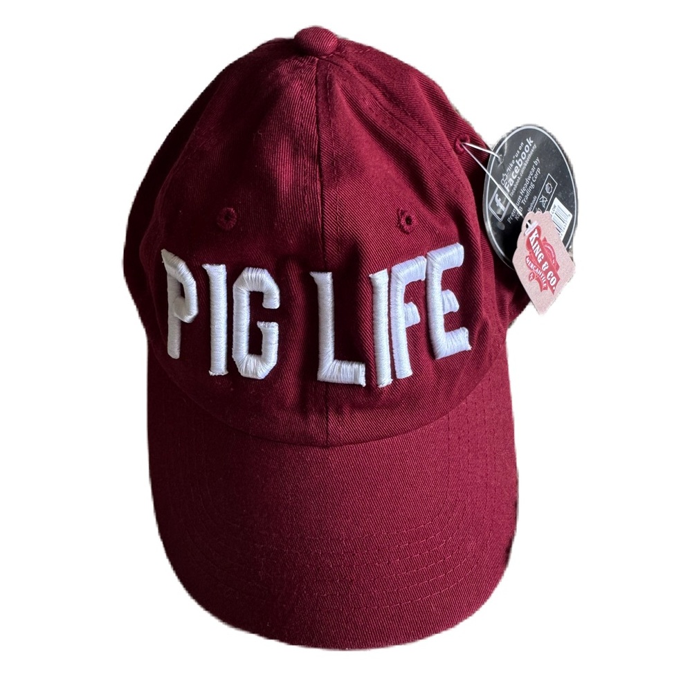King & Co mercantile red embroidered “Pig Life” adjustable hat NWT